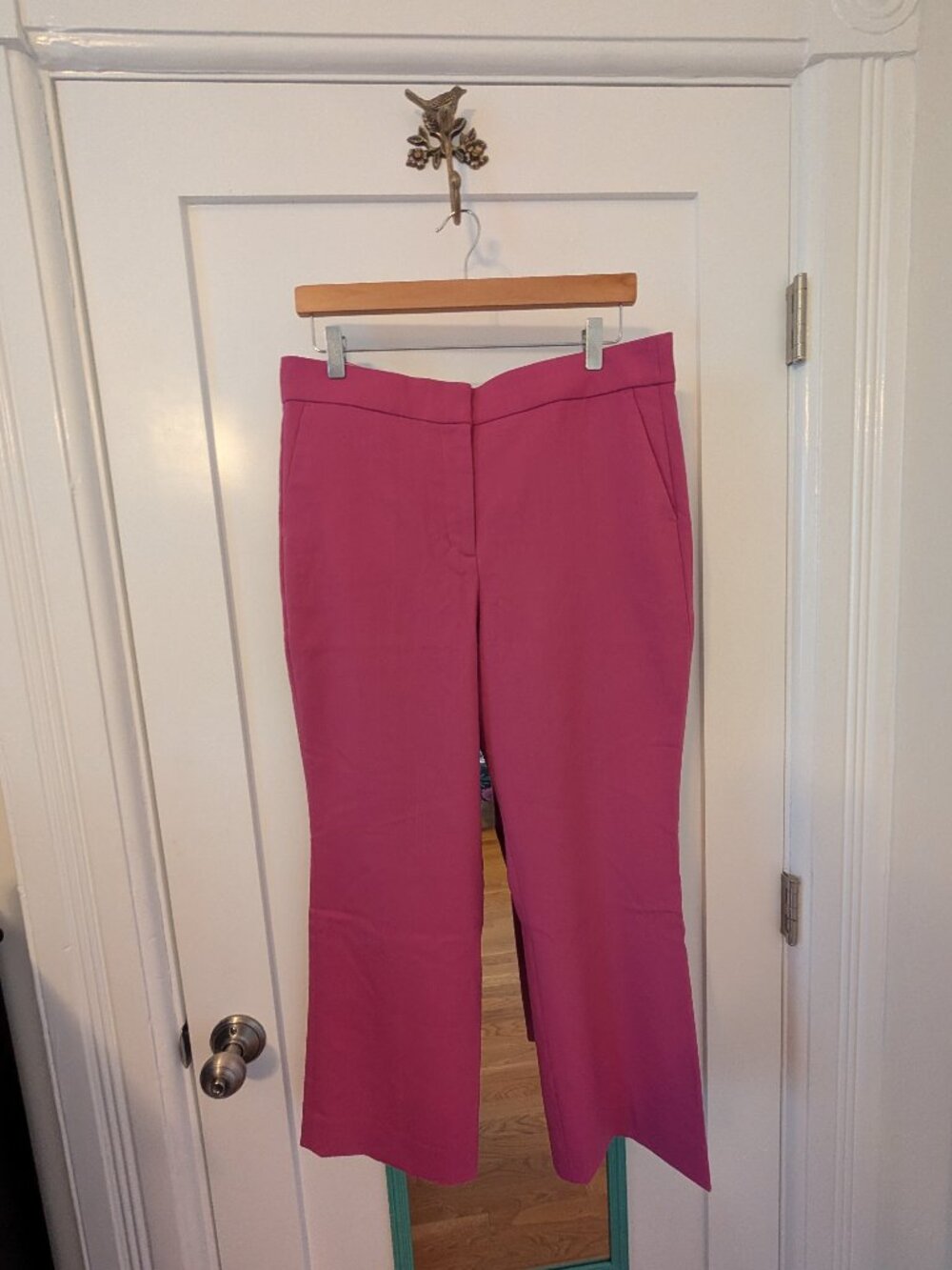 EUC J. Crew Pink Willa Cropped Flare Wool Trousers in Size 12 - Picture 5 of 15